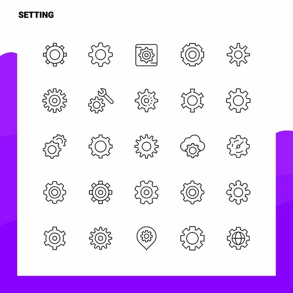 Set de Iconos de Línea de Ajuste 25 Iconos. Vector Minimalismo Estilo D — Archivo Imágenes Vectoriales