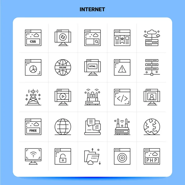 Aperçu 25 Ensemble d'icônes Internet. Conception de style de ligne vectorielle Noir Ico — Image vectorielle