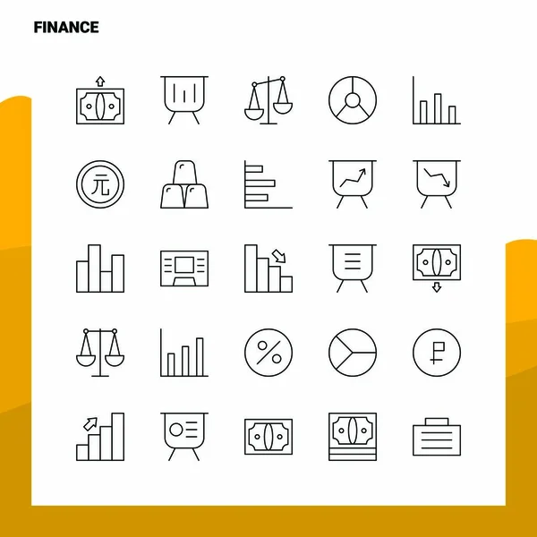 Set von Finanzlinien-Symbolen mit 25 Symbolen. Vektor Minimalismus Stil d — Stockvektor