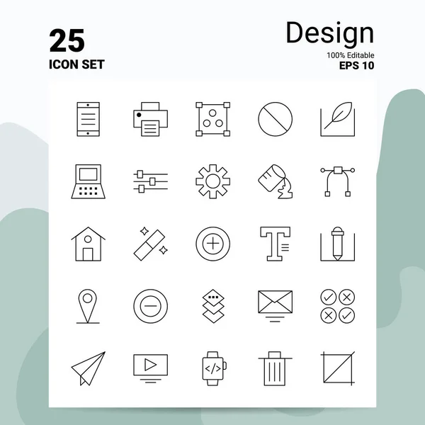 25 Design Icon Set. 100% Editable EPS 10 Files. Business Logo Co — 스톡 벡터