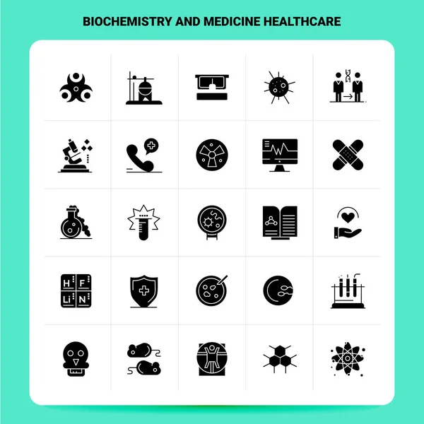 Solid 25 Biochemie a medicína Zdravotní ikona sada. Vektor G — Stockový vektor