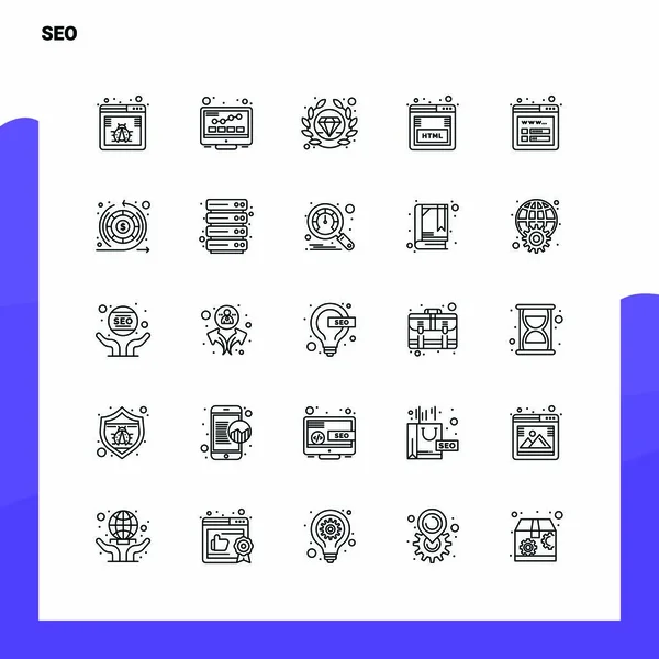 Set de Iconos Seo Line Set 25 Iconos. Diseño de estilo de minimalismo vectorial — Vector de stock