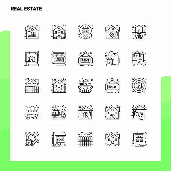 Conjunto de iconos de línea inmobiliaria 25 iconos. Minimalismo vectorial Sty — Archivo Imágenes Vectoriales