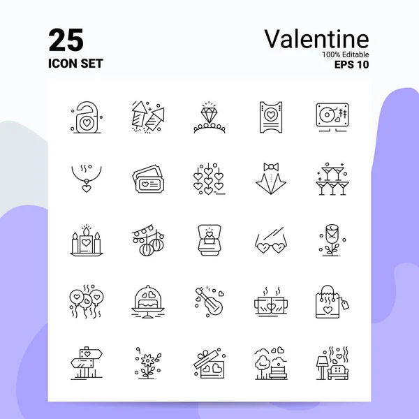 Set de iconos de San Valentín 25. Archivos EPS 10 100% editables. Logo del negocio — Vector de stock