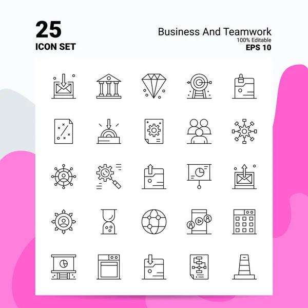 25 Zakelijk en Teamwork Icoon Set. 100% bewerkbare Eps 10 bestanden. B — Stockvector