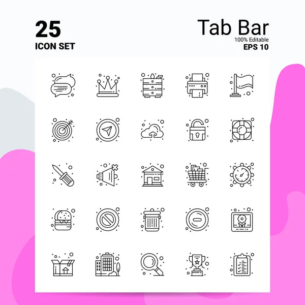 25 Tab Bar Icon Set. 100% editovatelné soubory Eps10. Obchodní logo C — Stockový vektor