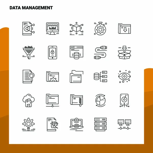 Set di icone della linea di gestione dati set 25 icone. Minimalismo vettoriale — Vettoriale Stock