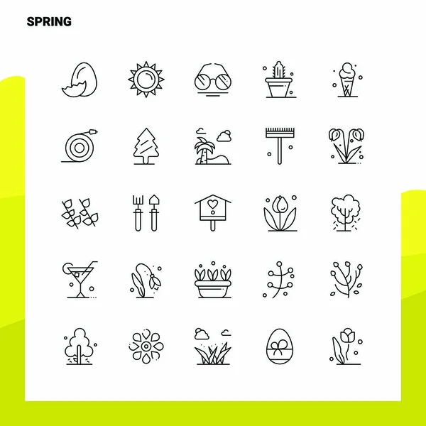 Set de Iconos Spring Line Set 25 Iconos. Vector minimalismo estilo De — Vector de stock