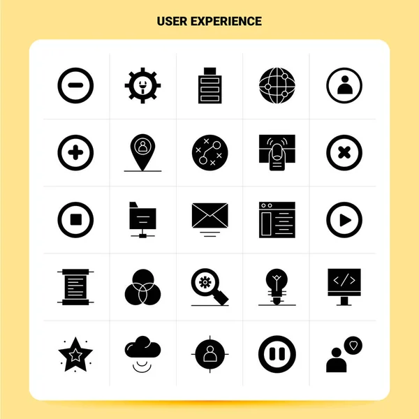 Solid 25 User Experience Icon set. Design stylu vektoru Glyph Bla — Stockový vektor