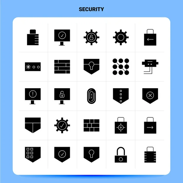 Solid 25 Security Icon set. Vector Glyph Style Design Black Icon — Stock Vector