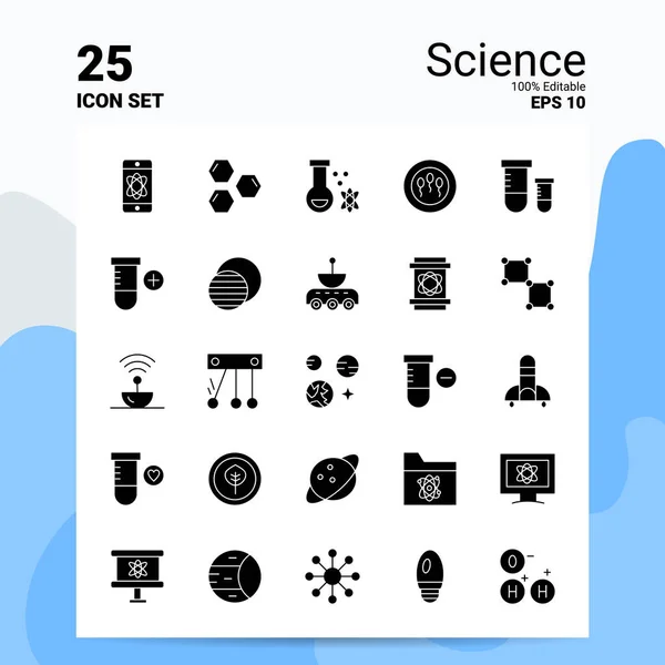 25 Science Icon Set. 100% editierbare eps 10 Dateien. Firmenlogo c — Stockvektor