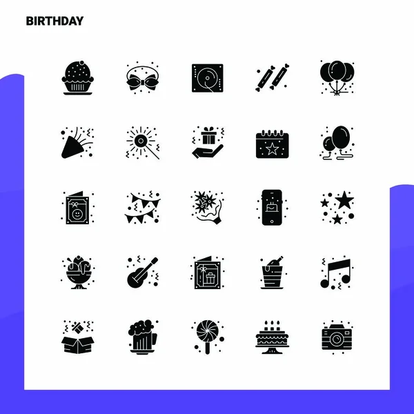 25 Birthday Icon set. Solid Glyph Icon Vector Illustration Templ — Stockový vektor
