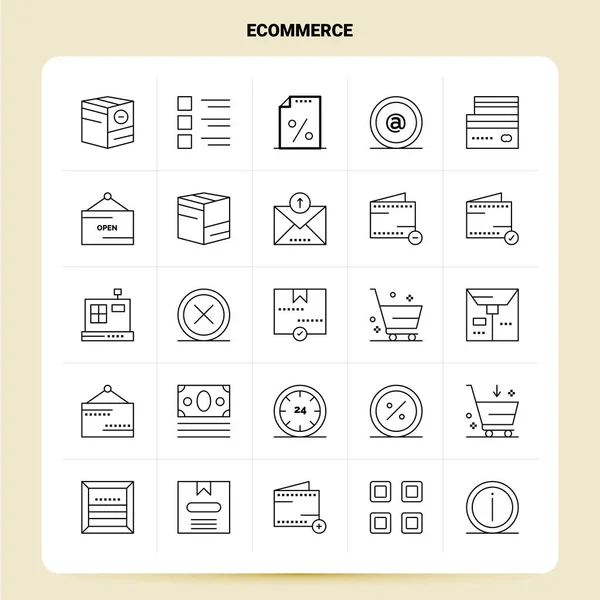 OutLine 25 ECommerce Icon set. Vector Line Style Design Black Ic — 스톡 벡터