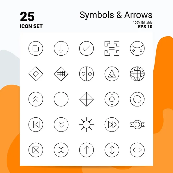Set di 25 simboli e frecce. File EPS 10 modificabili al 100%. Occupato — Vettoriale Stock