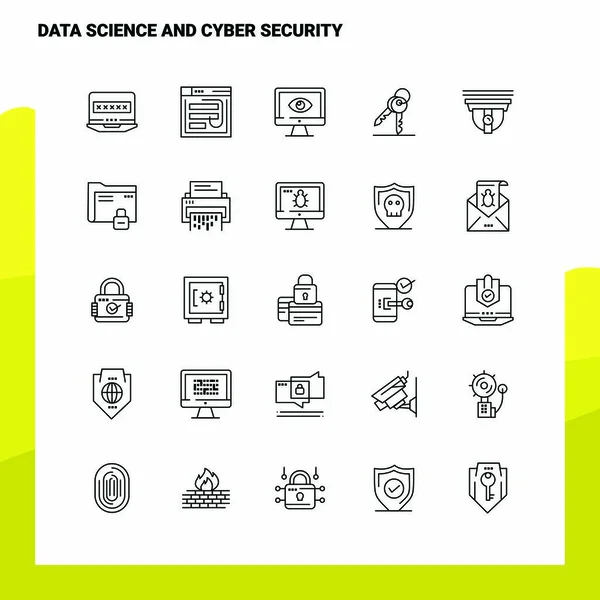 Set of Data Science And Cyber Security Line Icon set 25 Icons. V — Stock Vector