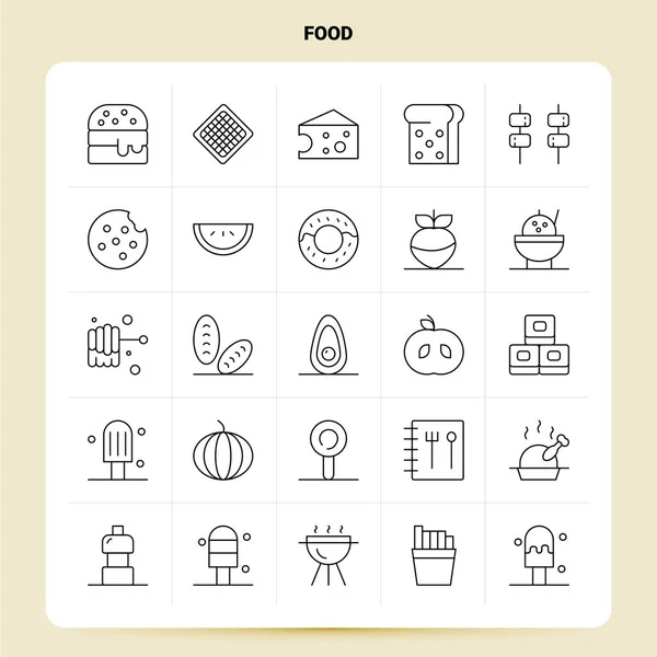 Taslak 25 Food Icon seti. Vektör Satırı Biçim Tasarımı Siyah Simgeler S — Stok Vektör