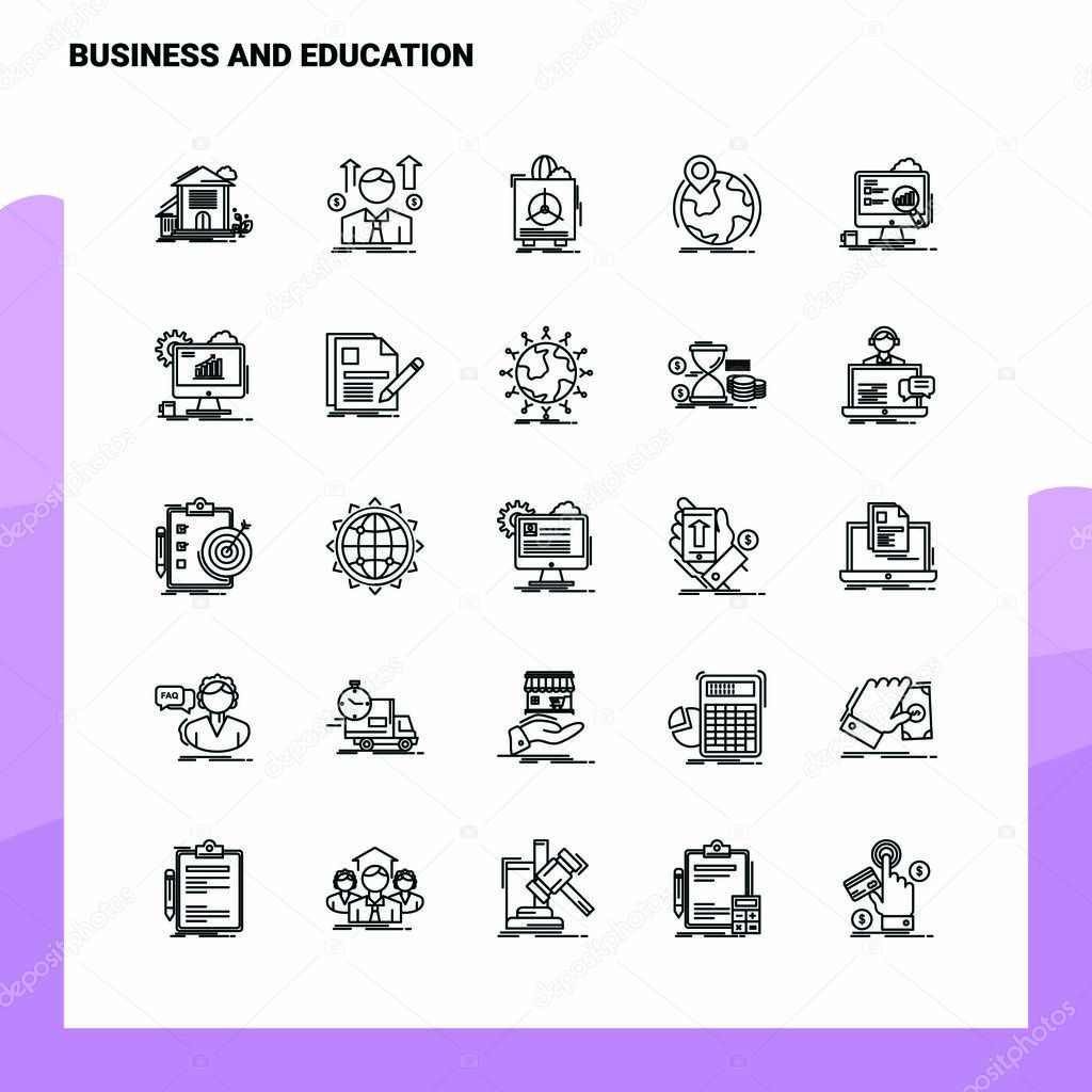 Set of Business And Education Line Icon set 25 Icons. Vector Min