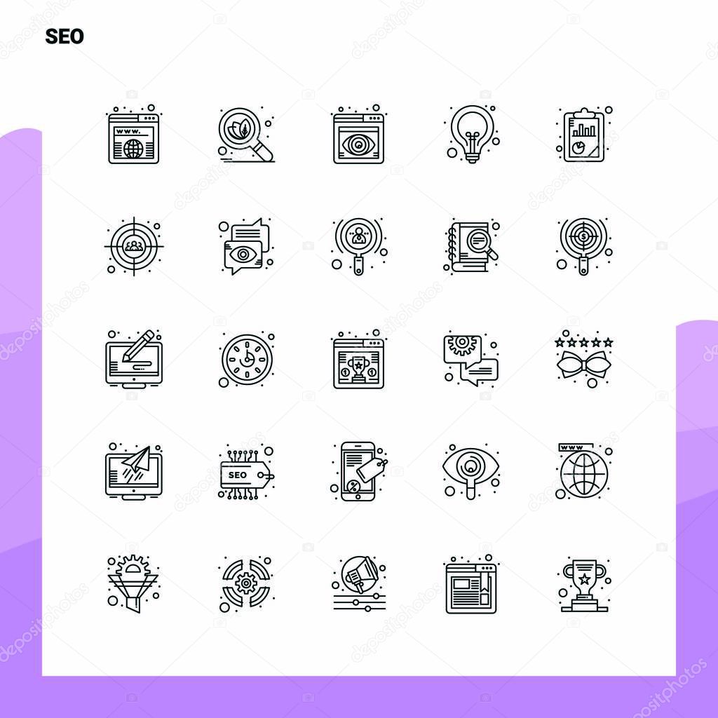 Set of Seo Line Icon set 25 Icons. Vector Minimalism Style Desig