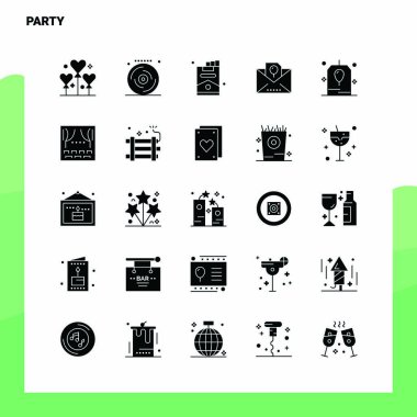 Parti Simgesi 25 hazır. Solid Glyph Simge Vektör İllüstrasyon Şablonu