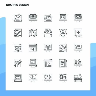 Grafik Tasarım Satır Simgesi 25 Simge kümesi. Vektör Minimalizm 