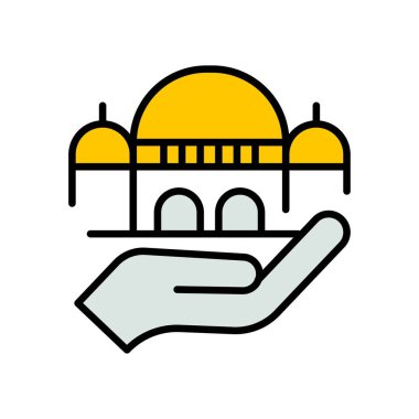 Ramazan simgeleri. Müslüman İslam dua ve ramazan kareem ince çizgi 
