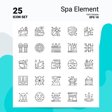 25 Spa Element Simgesi Seti. % 100 Düzenlenebilir Eps 10 Dosyası. İş Lo