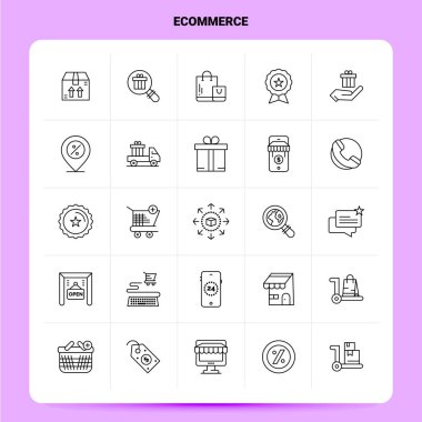 Taslak 25 Etrade Icon seti. Vektör Satırı Biçimi Tasarımı Siyah Ic