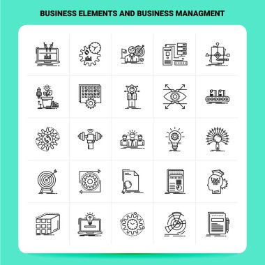 25 İş Elementi ve İş Yönetimi Simgesi seti. Ve