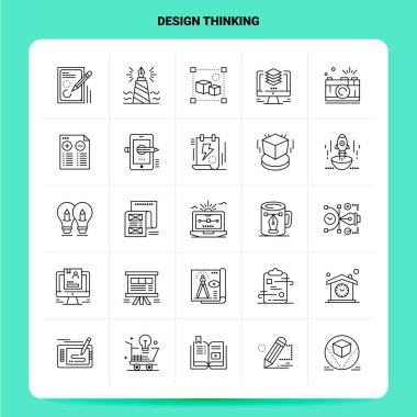 Tasarım 25 Düşünme Simgesi seti. Vektör Satırı Bl Biçimi