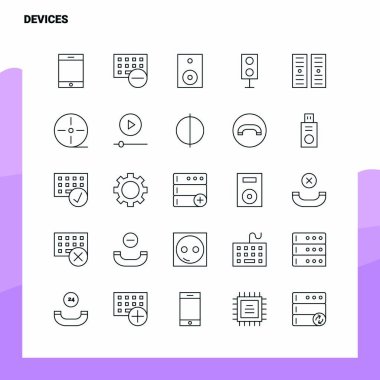 Aygıt Hattı Simgesi kümesi 25 Simge ayarla. Vektör Minimalizm Biçimi D