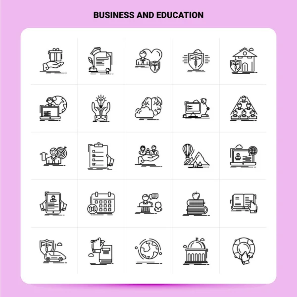 Набір піктограм OutLine 25 Business and Education. Векторна лінія Стиль De — стоковий вектор