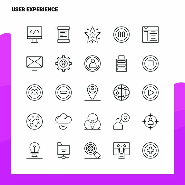 Set med ikonen User Experience Line 25 ikoner. Vektorminimalism — Stock vektor