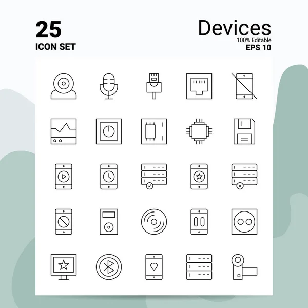 Conjunto de iconos de 25 dispositivos. Archivos EPS 10 100% editables. Logotipo comercial C — Vector de stock