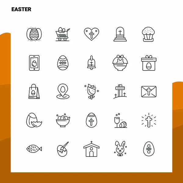 Set de Iconos Easter Line Set 25 Iconos. Vector minimalismo estilo De — Vector de stock