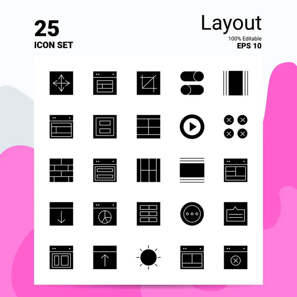 25 Layout-Symbole gesetzt. 100% editierbare eps 10 Dateien. Firmenlogo co — Stockvektor