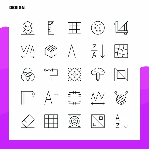 Set di icone della linea di design set 25 icone. Stile di minimalismo vettoriale De — Vettoriale Stock
