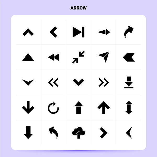 Solid 25 Arrow Icon set. Vector Glyph Style Design Black Icons S — Stock Vector