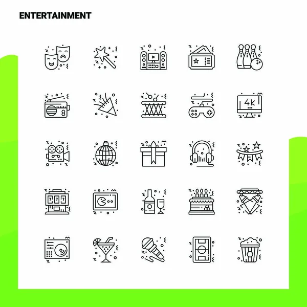 Sada ikon Entertainment Line Sada 25 ikon. Vektorový minimalismus S — Stockový vektor
