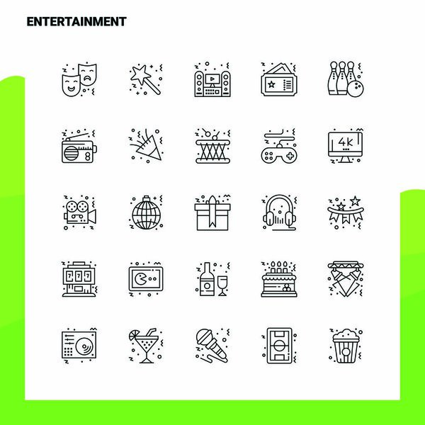 Set of Entertainment Line Icon set 25 Icons. Vector Minimalism S
