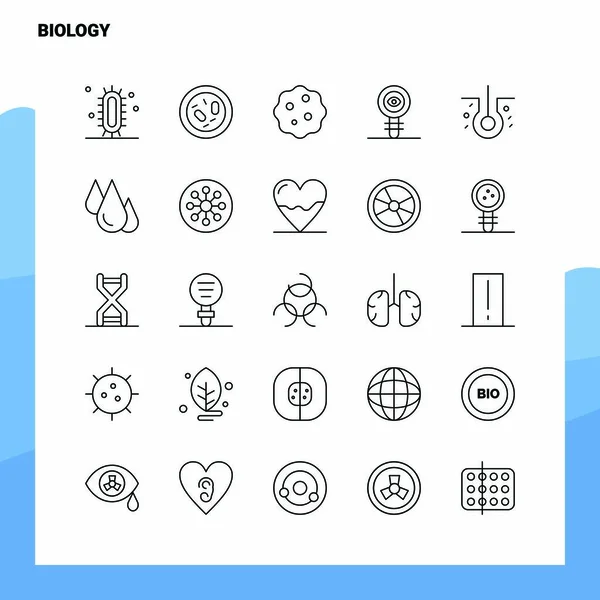 Set von Biologielinien-Symbolen mit 25 Symbolen. Vektor Minimalismus Stil d — Stockvektor