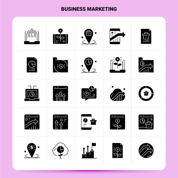 Solid 25 Business Marketing Icon set. Design stile glifo vettoriale — Vettoriale Stock