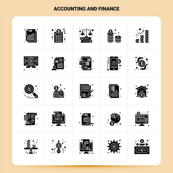 Solid 25 Accounting And Finance Icon set. Vector Glyph Style Des — Stock Vector