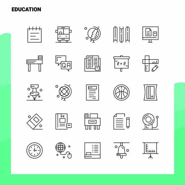 Conjunto de Educação Linha Ícone conjunto 25 ícones. Estilo de minimalismo vetorial —  Vetores de Stock