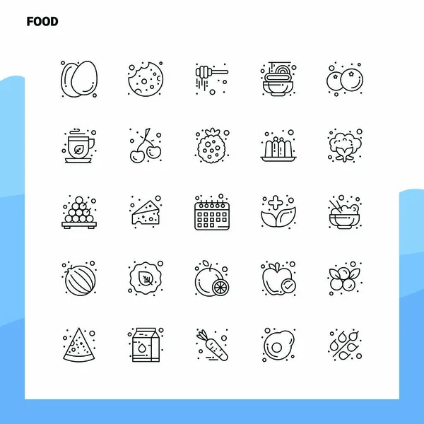 Sada ikon Food Line Sada 25 ikon. Vektorový minimalismus styl Desi — Stockový vektor