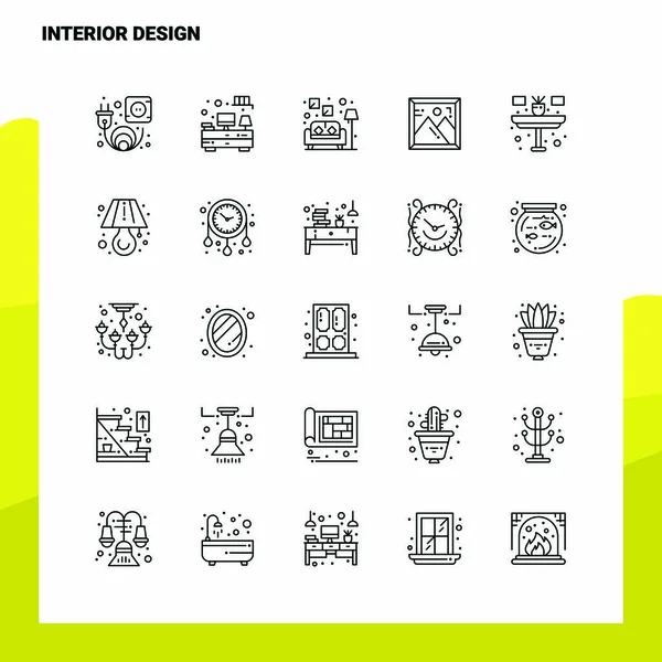 Set di Icone Linea Interior Design set 25 Icone. Minimalismo vettoriale — Vettoriale Stock