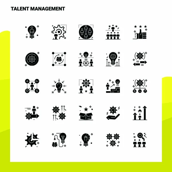 25 Talent Management Icon set. Solid Glyph Icon Vector Illustrat — Stock Vector