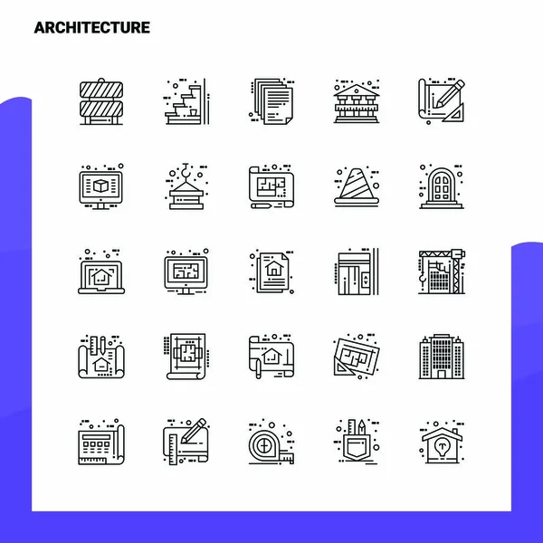 Uppsättning av arkitektur linje ikonen uppsättning 25 ikoner. Vektorminimalism St — Stock vektor