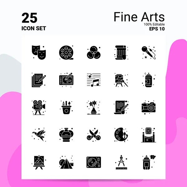 25 Fine Arts Icon Set. 100% editovatelné soubory Eps10. Obchodní logo — Stockový vektor