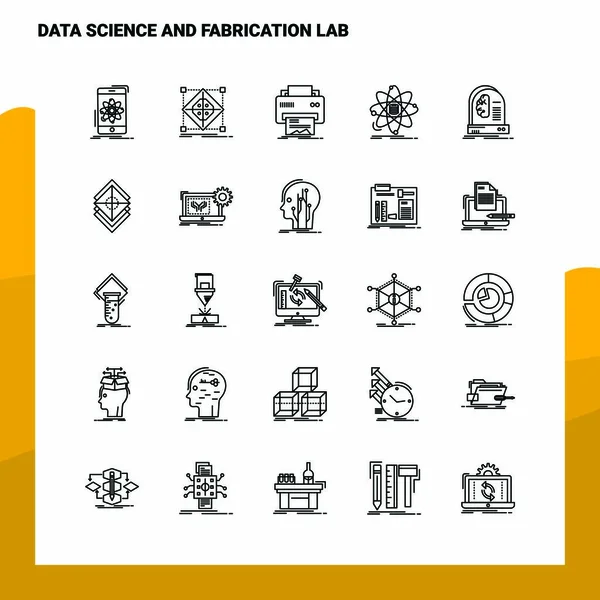 Uppsättning data vetenskap och tillverkning Lab linje Ikonen uppsättning 25 ikoner. — Stock vektor