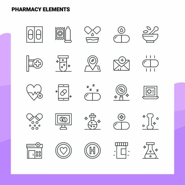 Σύνολο Pharmacy Elements Line Icon σετ 25 Εικόνες. Διανυσματικό Minimali — Διανυσματικό Αρχείο